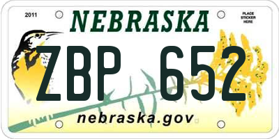 NE license plate ZBP652