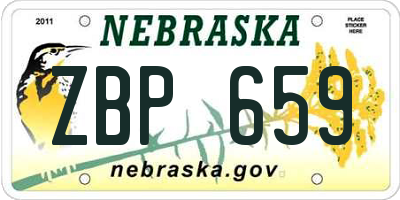 NE license plate ZBP659