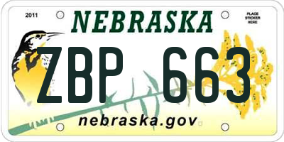 NE license plate ZBP663