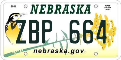 NE license plate ZBP664