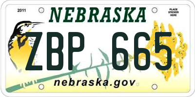 NE license plate ZBP665
