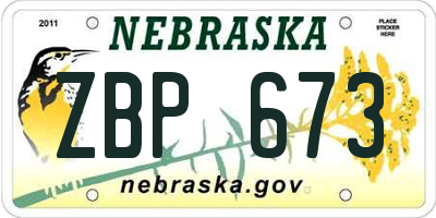 NE license plate ZBP673