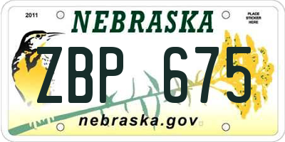 NE license plate ZBP675