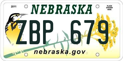 NE license plate ZBP679