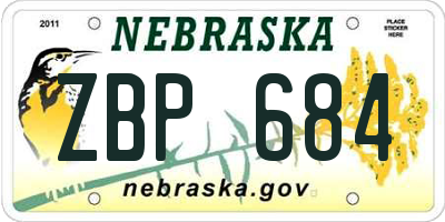 NE license plate ZBP684