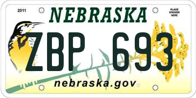 NE license plate ZBP693