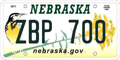 NE license plate ZBP700