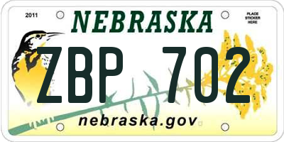 NE license plate ZBP702