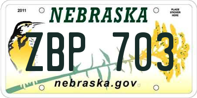 NE license plate ZBP703