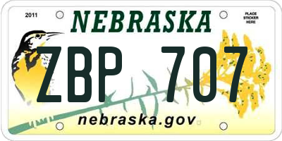NE license plate ZBP707