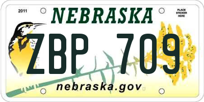 NE license plate ZBP709