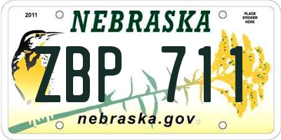 NE license plate ZBP711