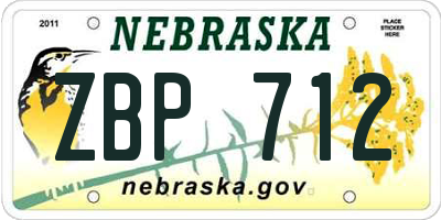 NE license plate ZBP712