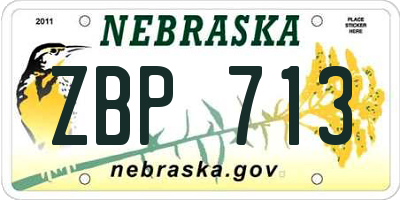 NE license plate ZBP713