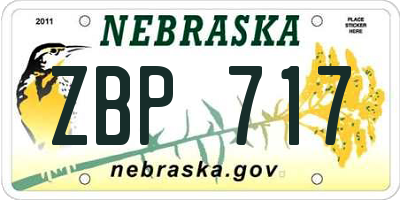 NE license plate ZBP717