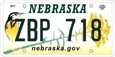 NE license plate ZBP718