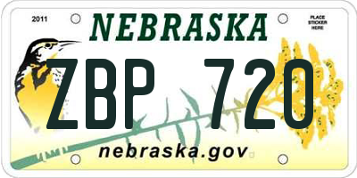 NE license plate ZBP720