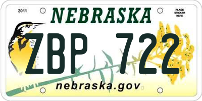 NE license plate ZBP722