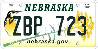 NE license plate ZBP723