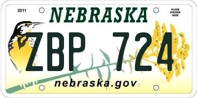 NE license plate ZBP724