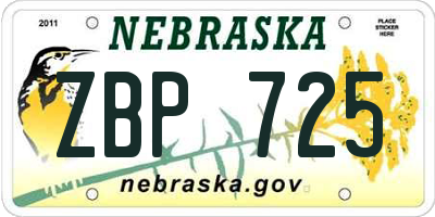 NE license plate ZBP725