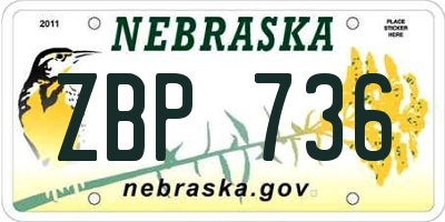 NE license plate ZBP736