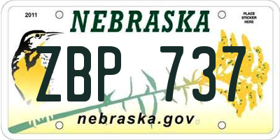 NE license plate ZBP737