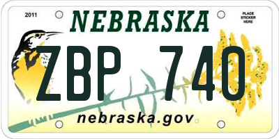 NE license plate ZBP740
