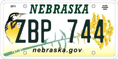 NE license plate ZBP744