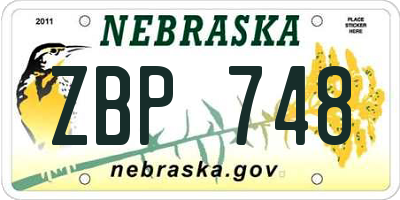 NE license plate ZBP748