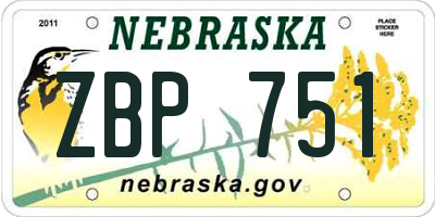 NE license plate ZBP751