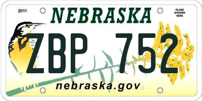 NE license plate ZBP752