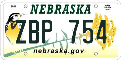 NE license plate ZBP754