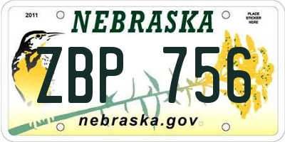 NE license plate ZBP756