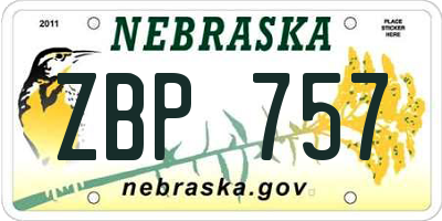 NE license plate ZBP757