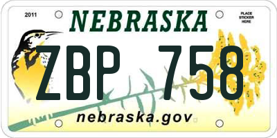 NE license plate ZBP758