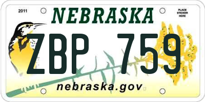 NE license plate ZBP759