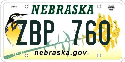 NE license plate ZBP760