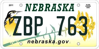 NE license plate ZBP763