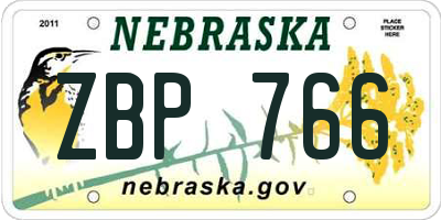 NE license plate ZBP766