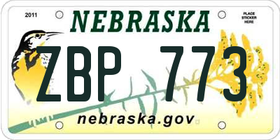 NE license plate ZBP773