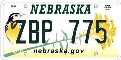 NE license plate ZBP775