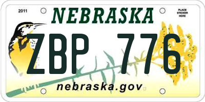 NE license plate ZBP776