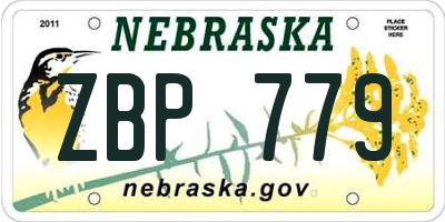 NE license plate ZBP779