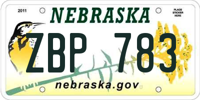 NE license plate ZBP783