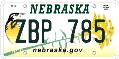 NE license plate ZBP785