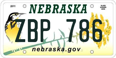 NE license plate ZBP786
