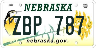 NE license plate ZBP787