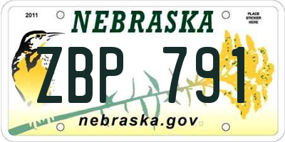 NE license plate ZBP791