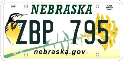 NE license plate ZBP795